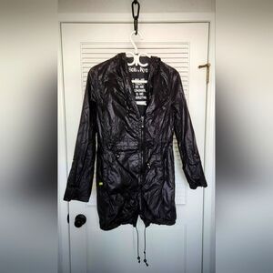 Women's Soia & Kyo Long Black Windbreaker Summer Fall Jacket (S)